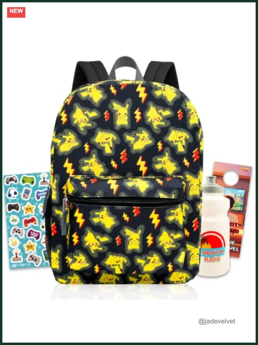 Pikachu Backpack Children's School Bookbag with Water Bottle Stickers